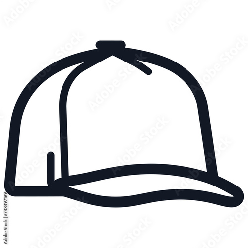 cap flat icon outline in the style of simple vector