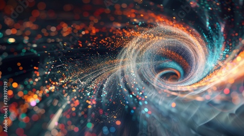 Dreamscape of data visualization, swirling vortex of colorful shapes and patterns, generative AI