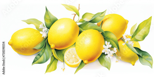 Fresh lemons or citroens in watercolor style photo
