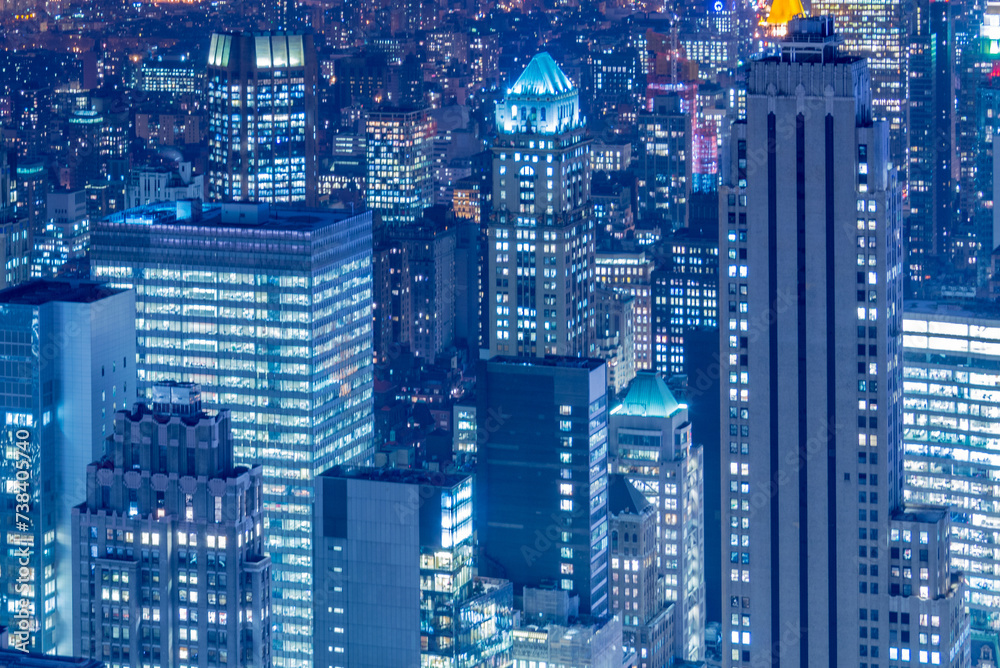 View of New York Manhattan during sunset hours