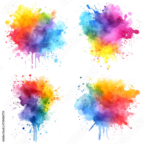 Colorful powder exploding on transparent background - Ai generated