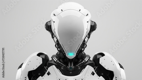 robot cyborg - black and white robot - screen robot arm - robot cyborg soldier - 3d render of a robot - Futuristic Sentinel: Advanced Robotic Visionary