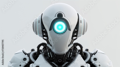 robot with headphones - robot cyborg - black and white robot - screen robot arm - robot cyborg soldier - 3d render of a robot - Futuristic Sentinel: Advanced Robotic Visionary