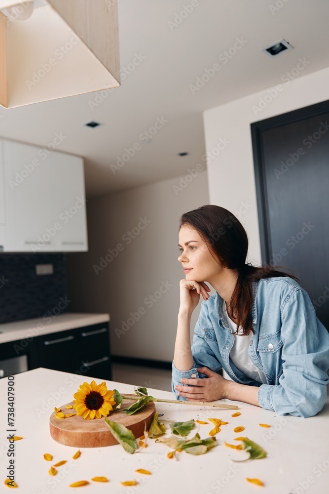 Morning Serenity: A Beautiful Caucasian Female Enjoying a Healthy Breakfast in a Modern Kitchen Morning Serenity: A Beautiful Caucasian Female Enjoying a Healthy Breakfast in a Modern Kitchen