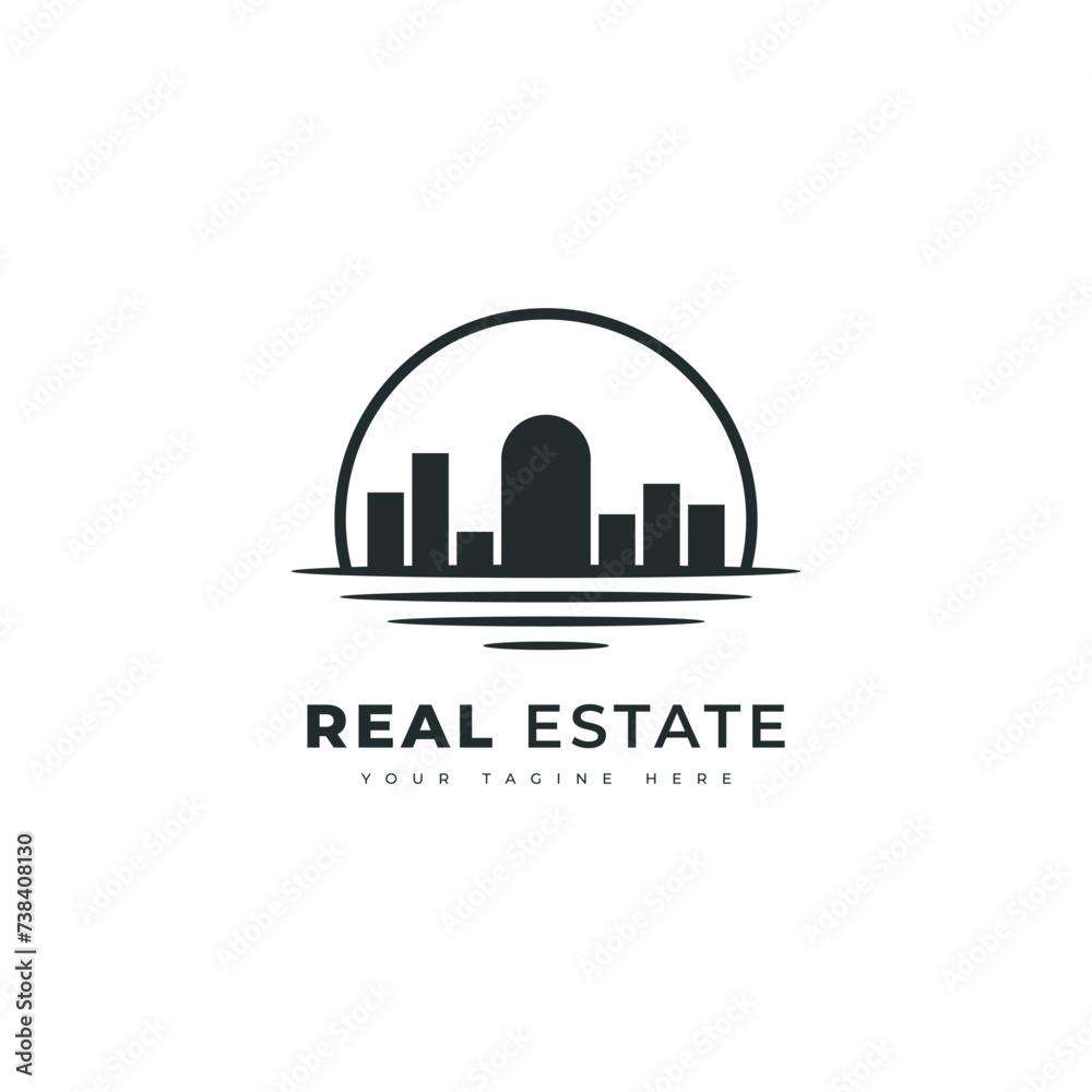 Real estate logo simple minimalist style, with house silhouette. Vintage logos. Real estate logo simple minimalist style, with house silhouette. Vintage logos.