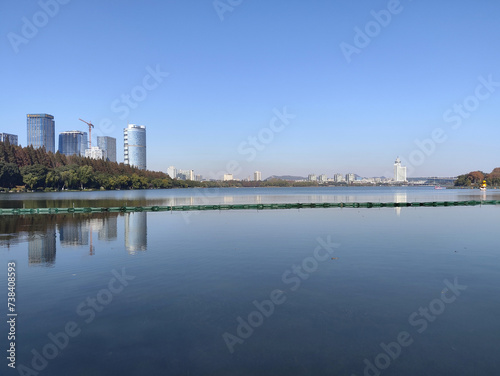 View of Xuanwu lake in Nanjing during autumn session photo