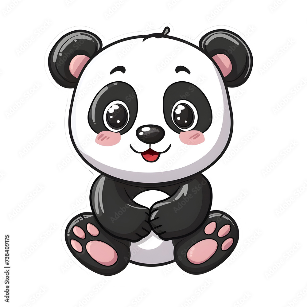 Fototapeta premium Cute panda with hearts sticker style on transparent background - Ai generated