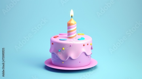 3d 3D-rendered cute birthday cake icon isolated on a white background