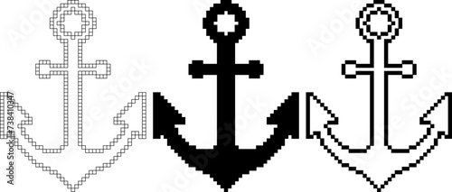 pixel art anchor flat icon