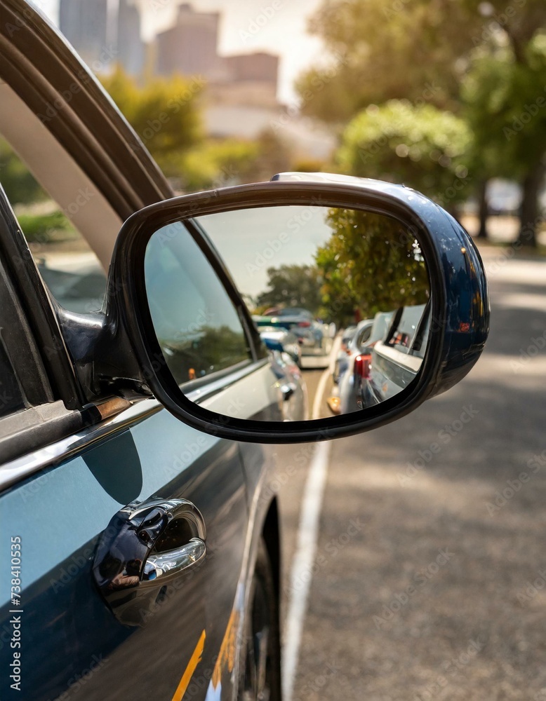 Close-up of the rearview mirror of a car Close-up of the rearview mirror of a car