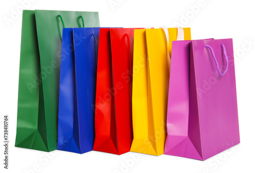 Colorful paper shopping bags isolated on white