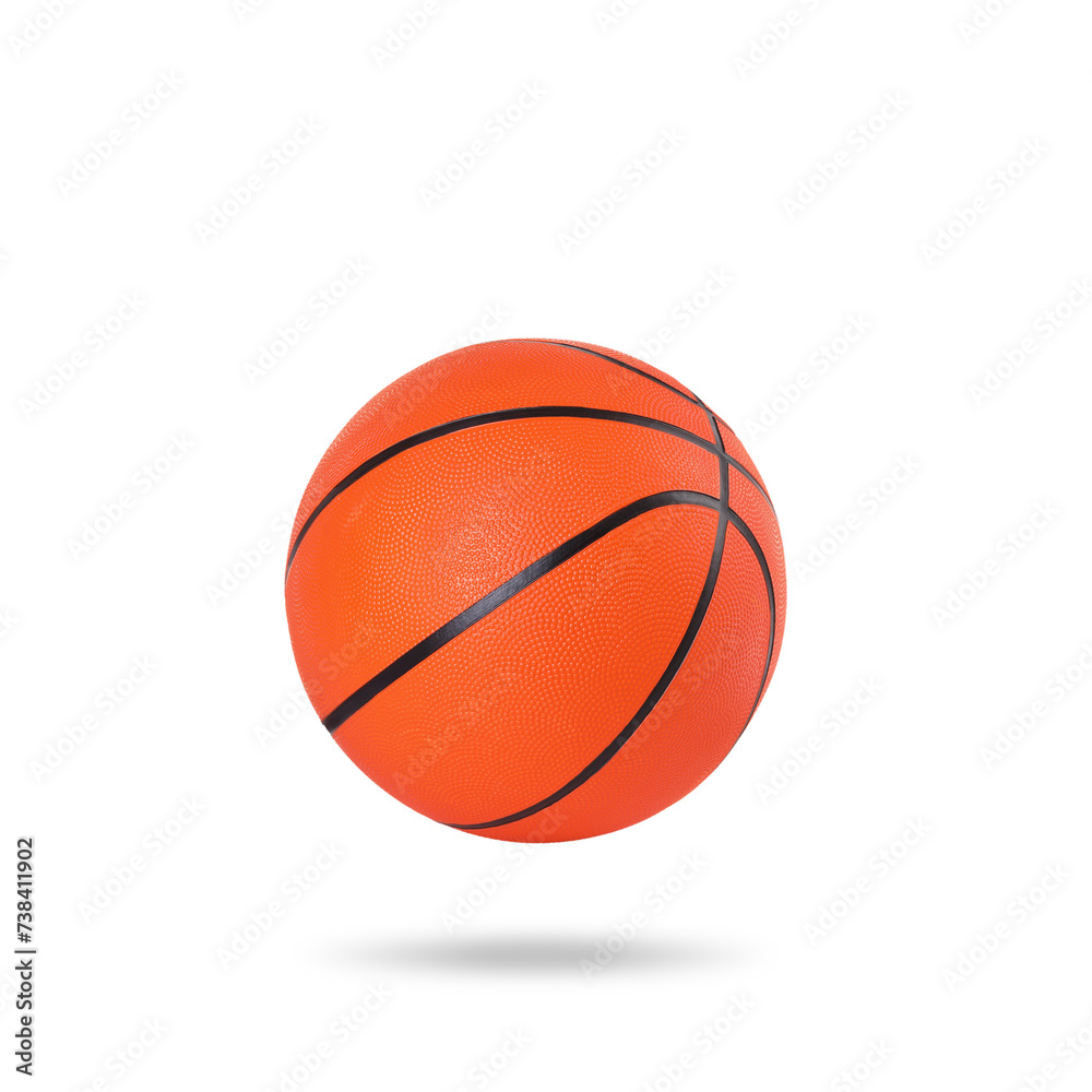 One basketball ball in air on white background