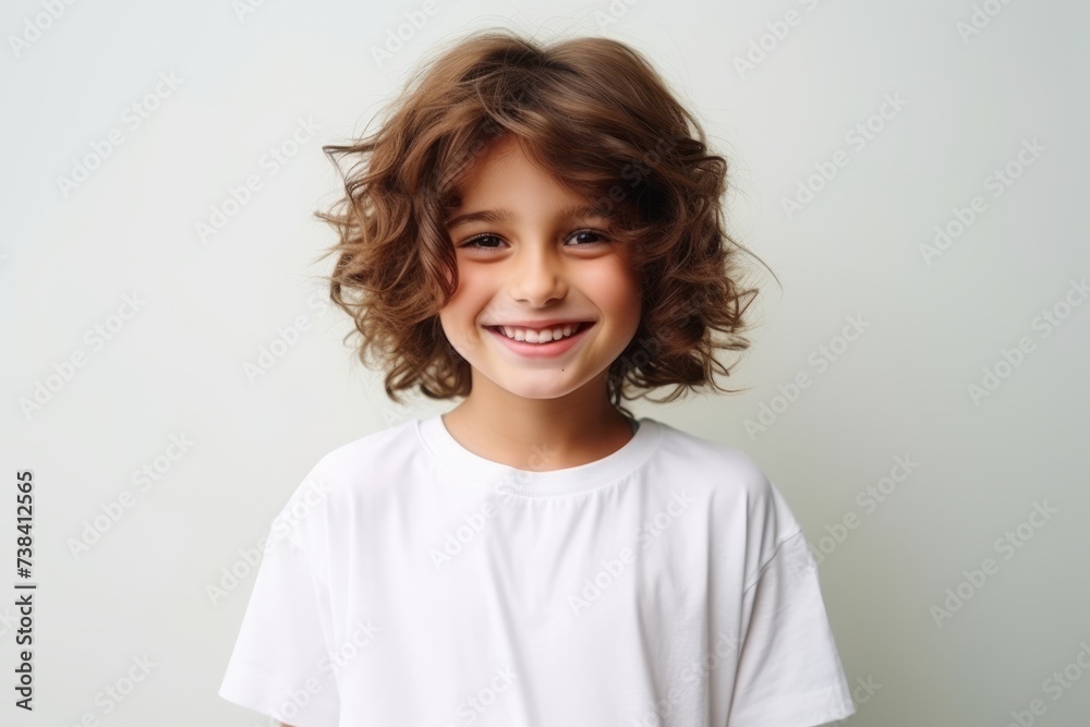 Portrait of a cute little girl with curly hair smiling at camera Portrait of a cute little girl with curly hair smiling at camera