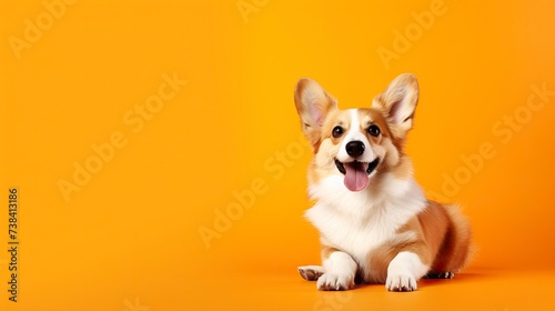 corgi dog on a one color background  copy space - generative ai