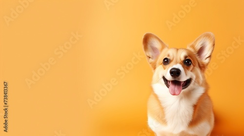 corgi dog on a one color background, copy space - generative ai