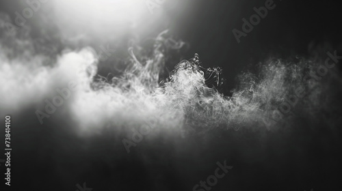linha de névoa branca suave para sobreposição de elementos fotográficos. nevoeiro isolado em um fundo preto photo