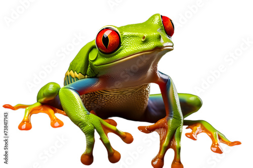Red eyed tree frog isolated on transparent background - Ai Generated photo
