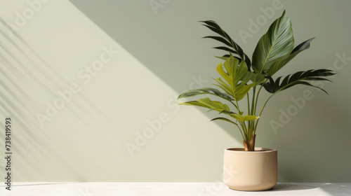 Tabletop Greenery Decoration in Vase and Flowerpot with Fresh Leaves