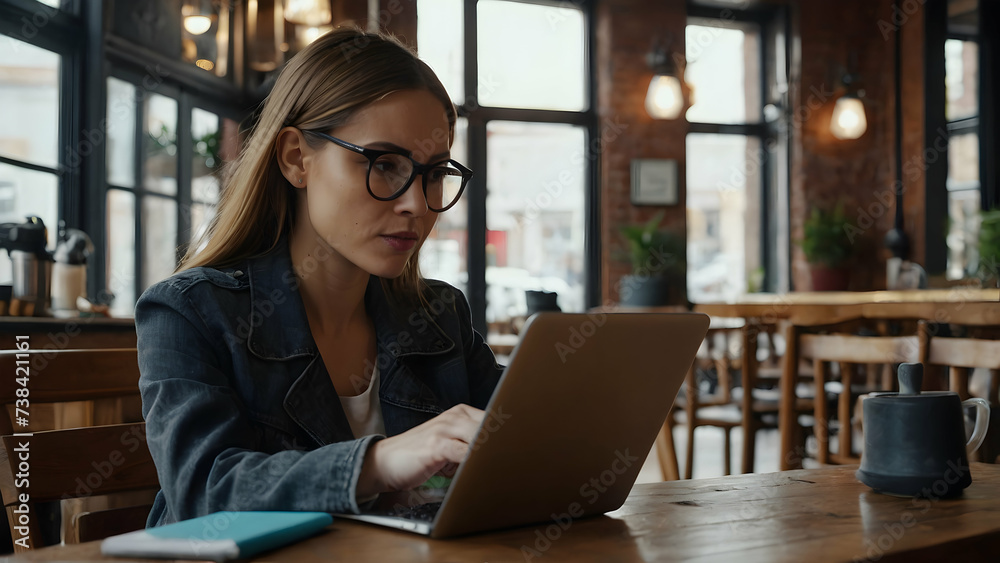 Business woman working at the office. Young business woman working on her laptop. Pretty young business woman sitting on workplace. Smiling business woman. Sales manager at her workplace. Business woman working at the office. Young business woman working on her laptop. Pretty young business woman sitting on workplace. Smiling business woman. Sales manager at her workplace.