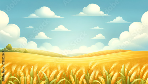 Bright and cheerful children's book scenery of a vast and inviting grass field.
Generative AI. photo