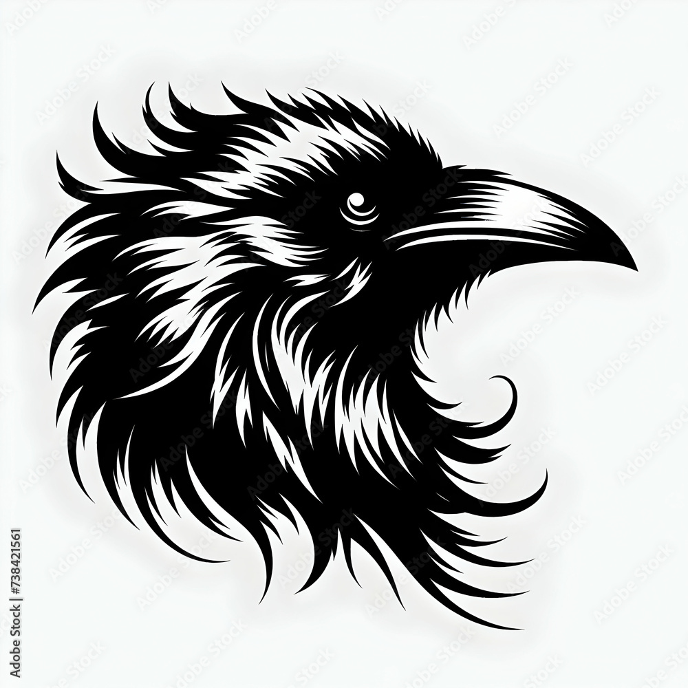 Raven head vector black and white Raven head vector black and white