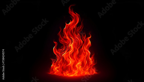 Vivid red fire effect  ideal for illustrating passion  danger  or the raw power of nature. Generative AI.