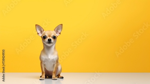 Chihuahua dog on a one color background, copy space - generative ai © Nia™