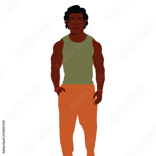 Modern black man in elegant art style vector