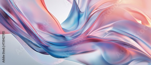 Surreal Silk Waves - Abstract Art in Pastel Pink and Blue Tones