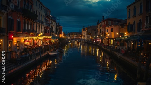 The Little Venice quarter at night : Generative AI