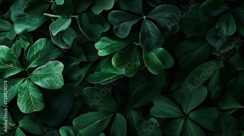 St Patricks Day leaves on black background Patrick Day backdrop decorated with shamrock leaves Patrick Day pub party Space for your text Art design Wide format banner : Generative AI