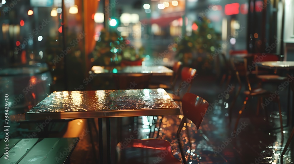 An empty cafe on a dark rainy night : Generative AI An empty cafe on a dark rainy night : Generative AI
