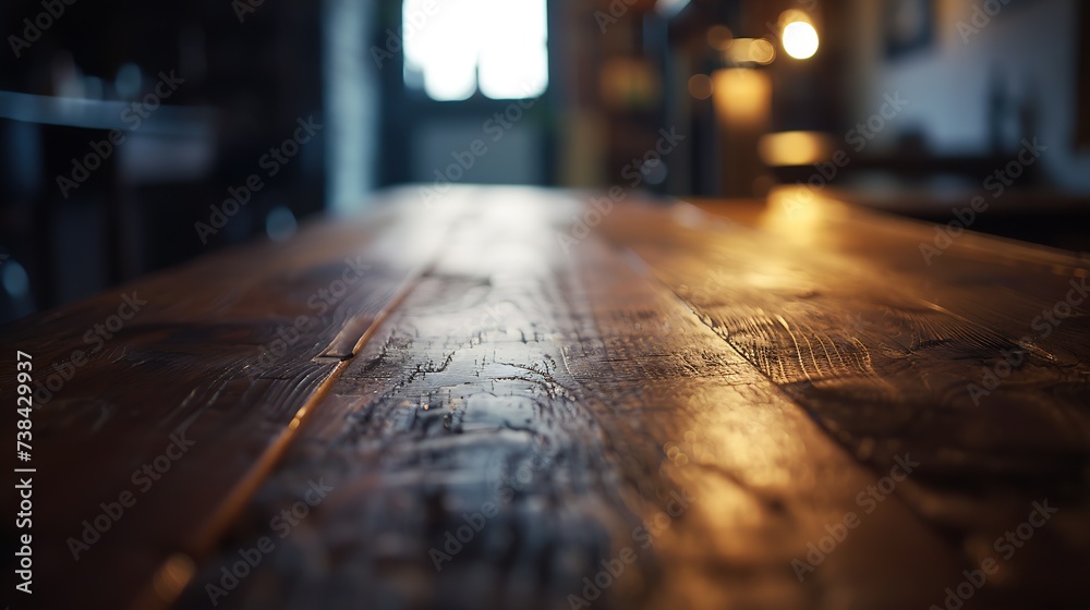 blurred background of bar and dark brown desk space of retro wood : Generative AI blurred background of bar and dark brown desk space of retro wood : Generative AI