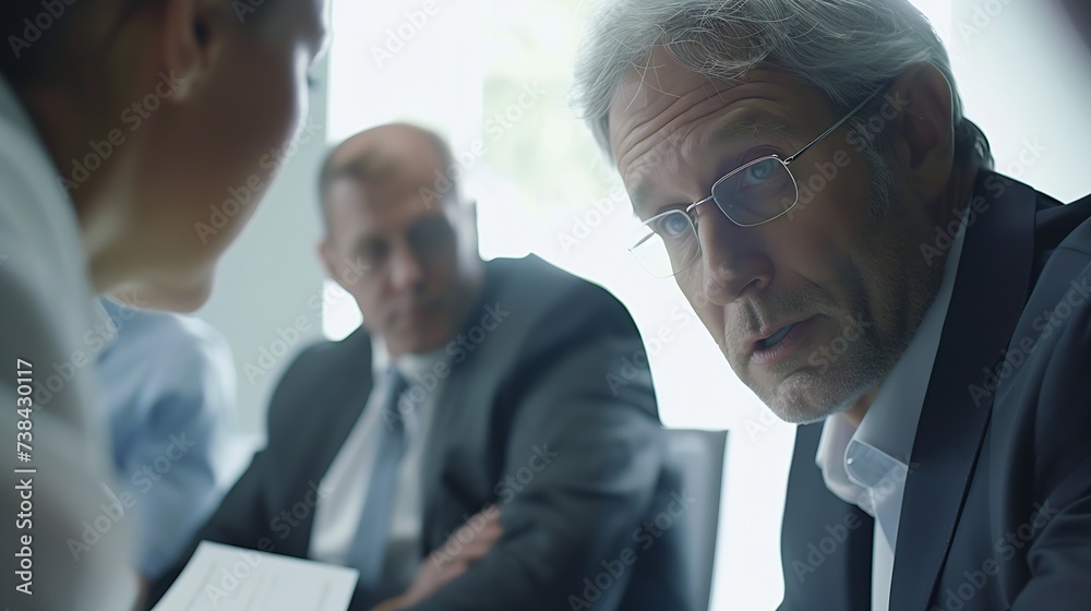 close up. business colleagues discussing financial documents. : Generative AI close up. business colleagues discussing financial documents. : Generative AI