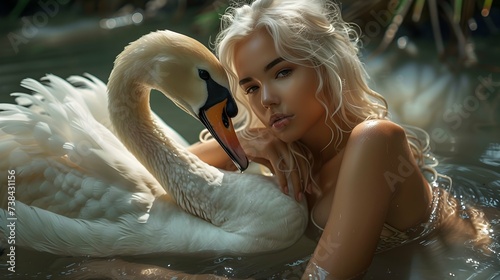 Fototapeta Naklejka Na Ścianę i Meble -  Beauty and swan