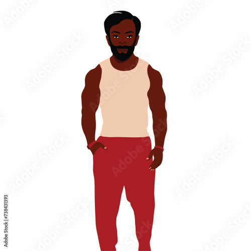 Modern black man in elegant art style vector
