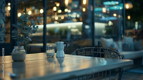 Wallpaper Mural Blurred view of modern cafe with outdoor terrace at night : Generative AI Torontodigital.ca