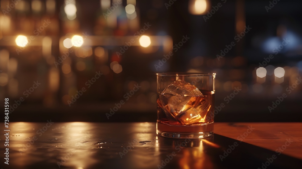 dark brown top of bar and free space for your glass : Generative AI dark brown top of bar and free space for your glass : Generative AI