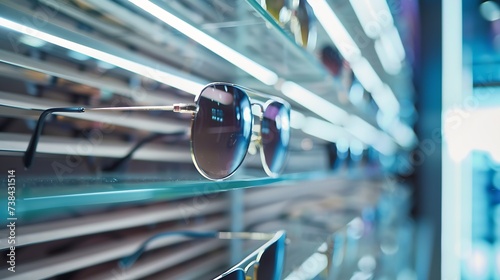 Sunglasses on display in a store : Generative AI