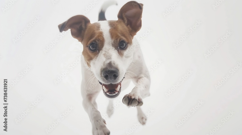 Jack Russel Parson Dog Run Toward The Camera Low Angle High Speed Shot : Generative AI