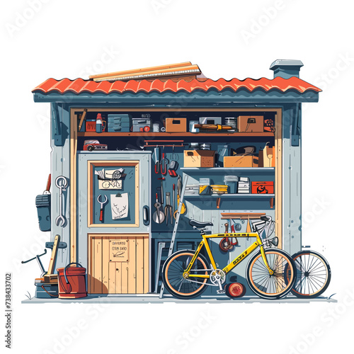 Illustration of Bicycle Repair And Shop