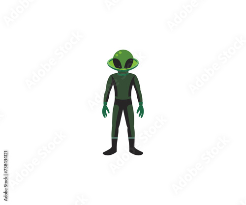 handrawn standing alien in space mascot illustration vector