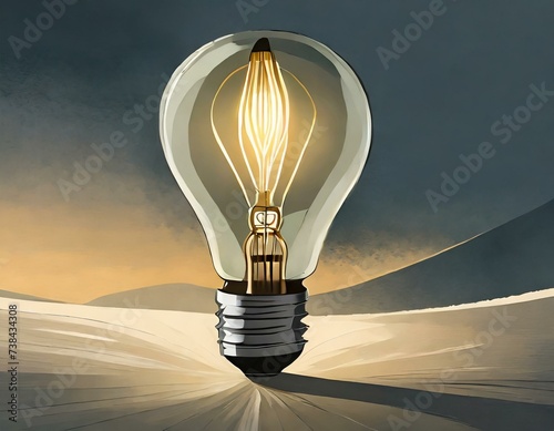 light bulb on landscape background