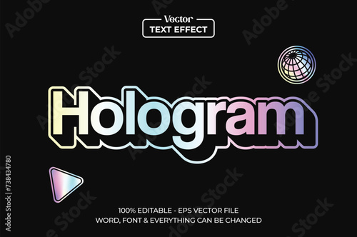 Editable text style effect - Holo text style theme. Holographic text