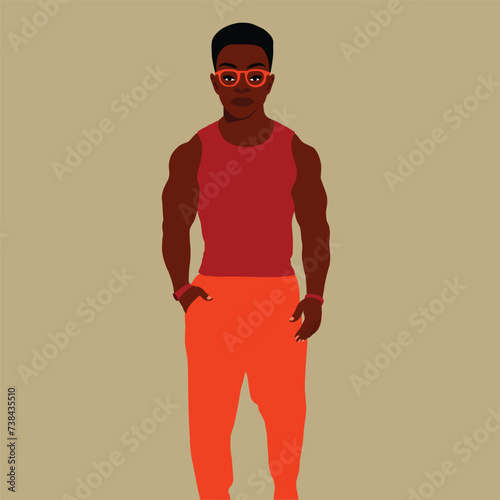 Handsome black man in elegant art style vector