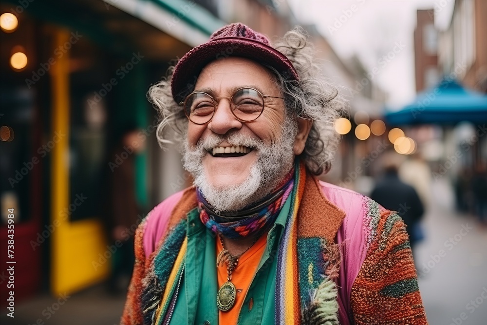 Portrait of a happy senior man with eyeglasses in the city Portrait of a happy senior man with eyeglasses in the city