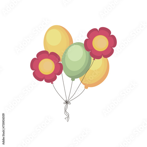 Different balloons on white background