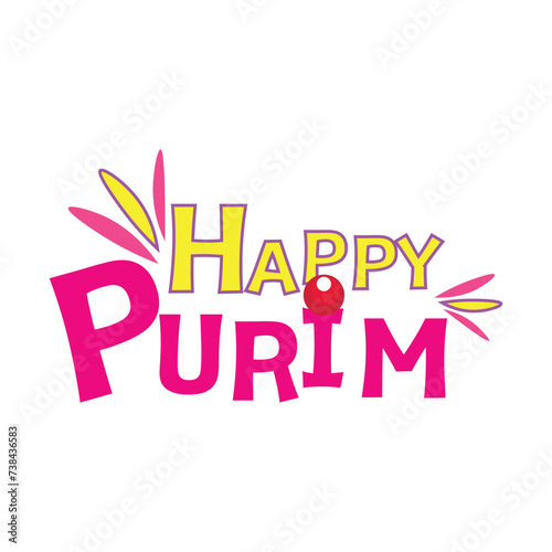 Text HAPPY PURIM on white b...