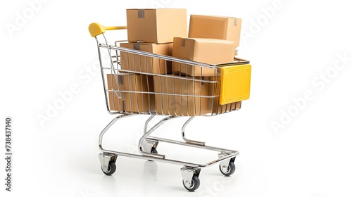 Boxes in a trolley on white background
