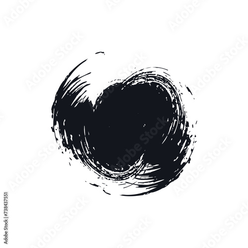 Circle drawn in black paint on white background 